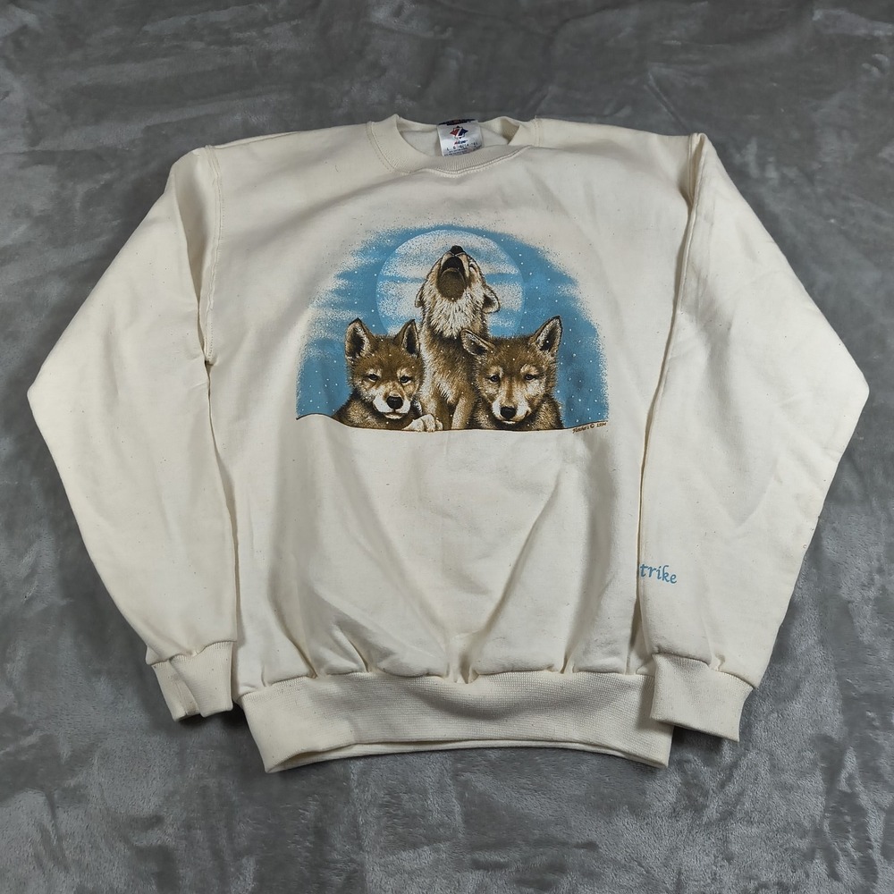 Vintage Wolf Sweatshirt Youth Large 14 to 16‎ Jerzees Fletcher 1994 Gold Strike